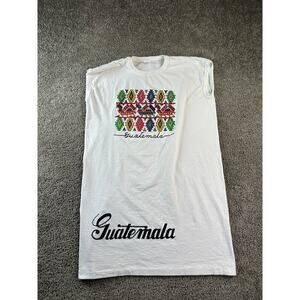 VINTAGE Guatemala Shirt Womens One Size White Beach Lounge Wear Cover Up FLAW